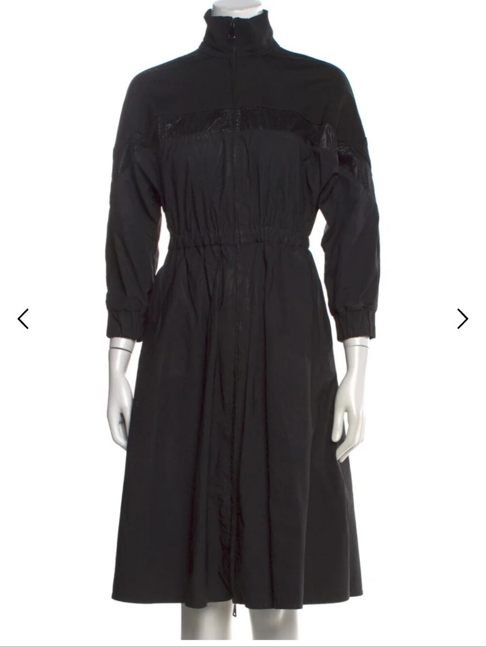 Moncler Black Long-Sleeve A-Line Zip Dress
